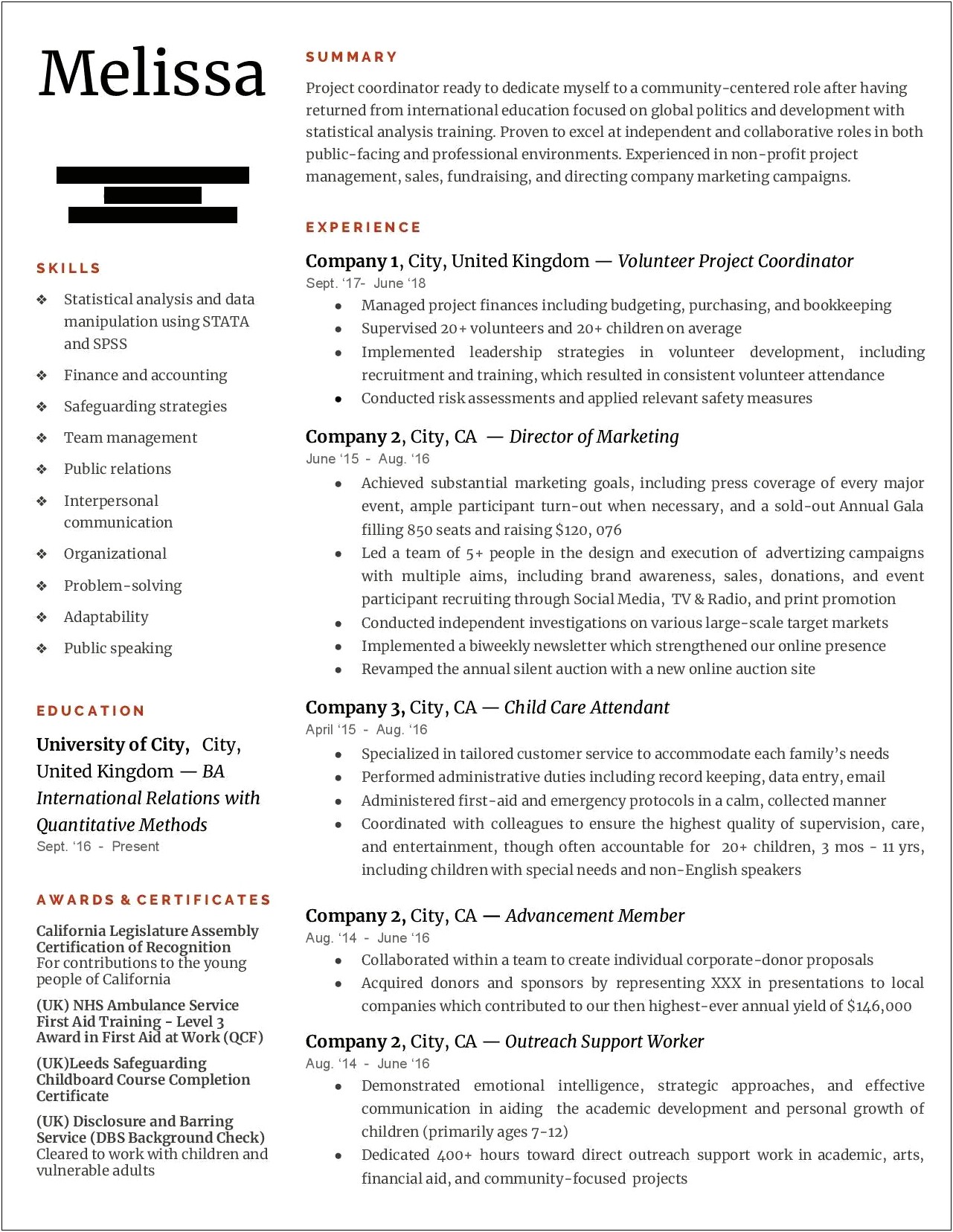 Resume Personal Projects Or Volunteer Experience