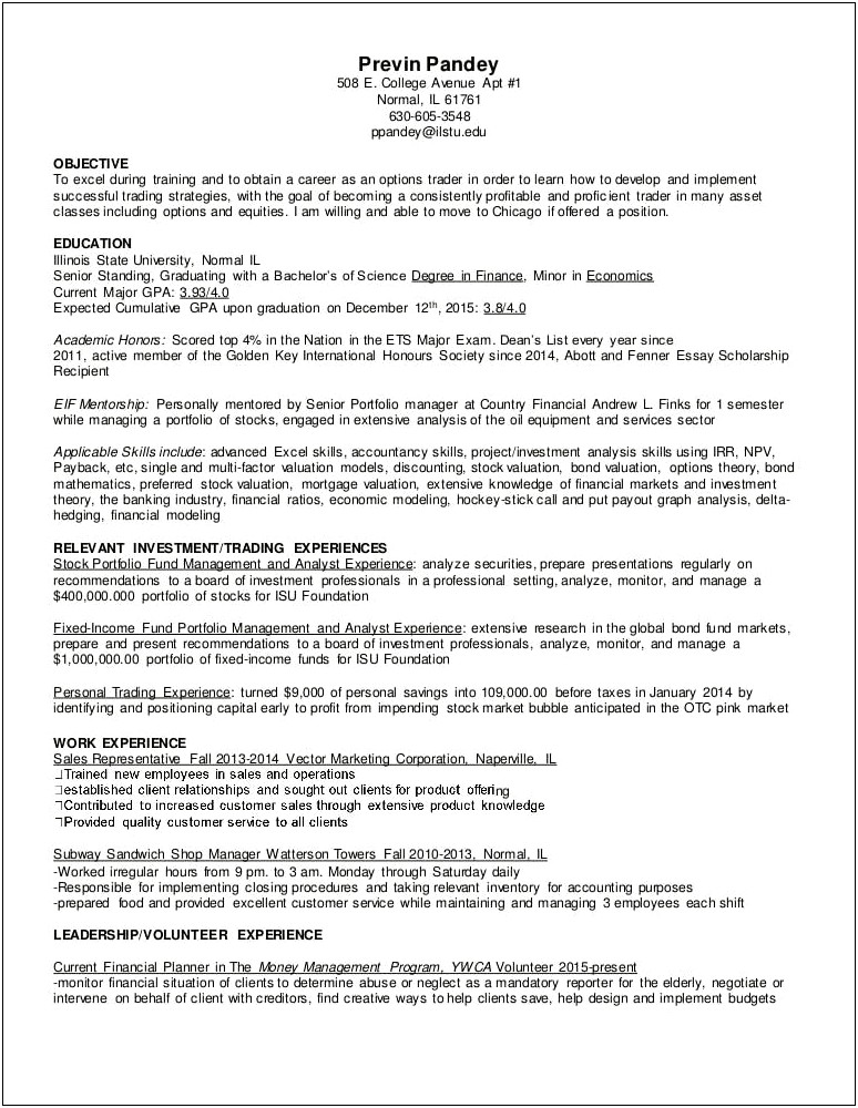 Resume Personal Projects Vs Volunteer Experience