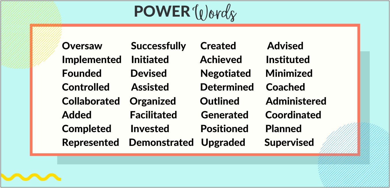 Resume Power Words For Working With Others
