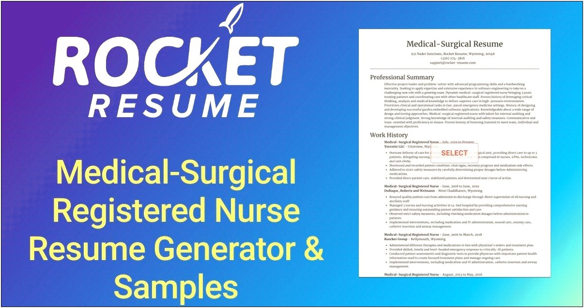 Resume Professional Summary Of Medical Surgical