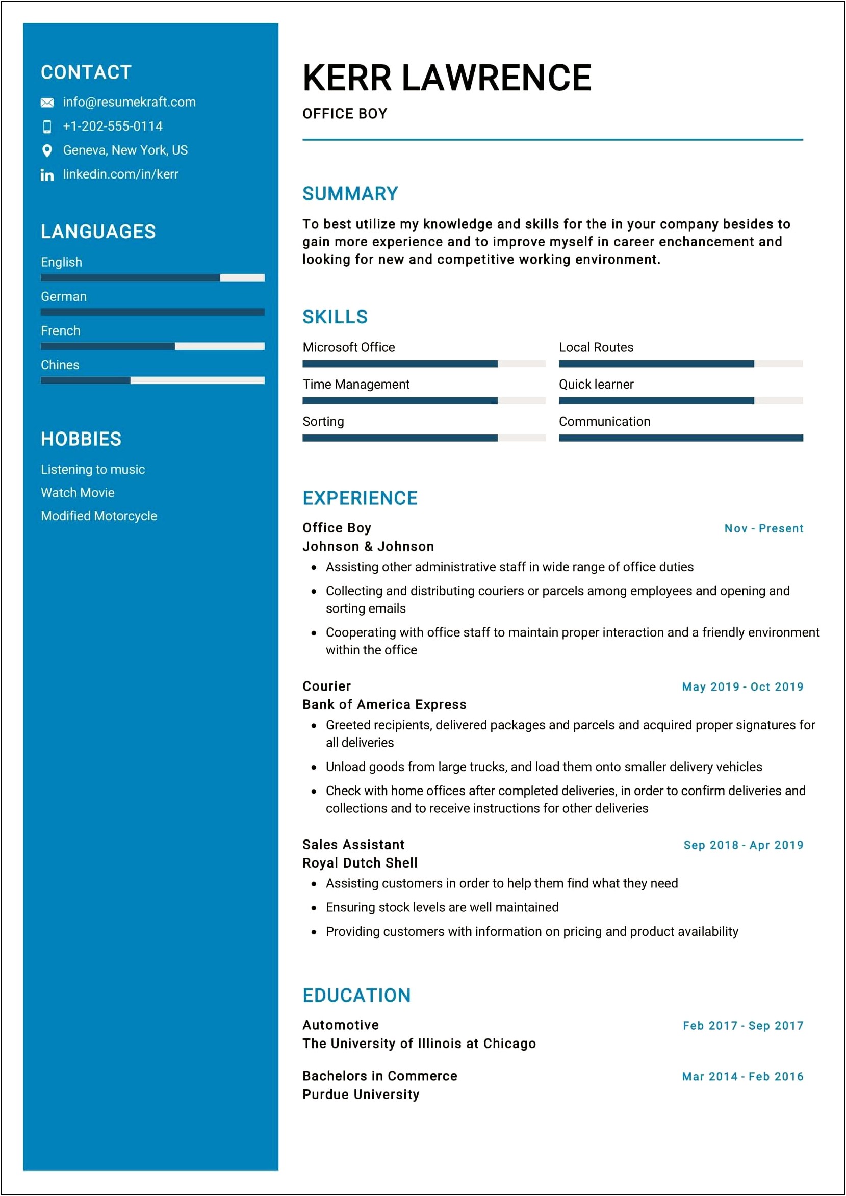 Resume Profile Examples For Office