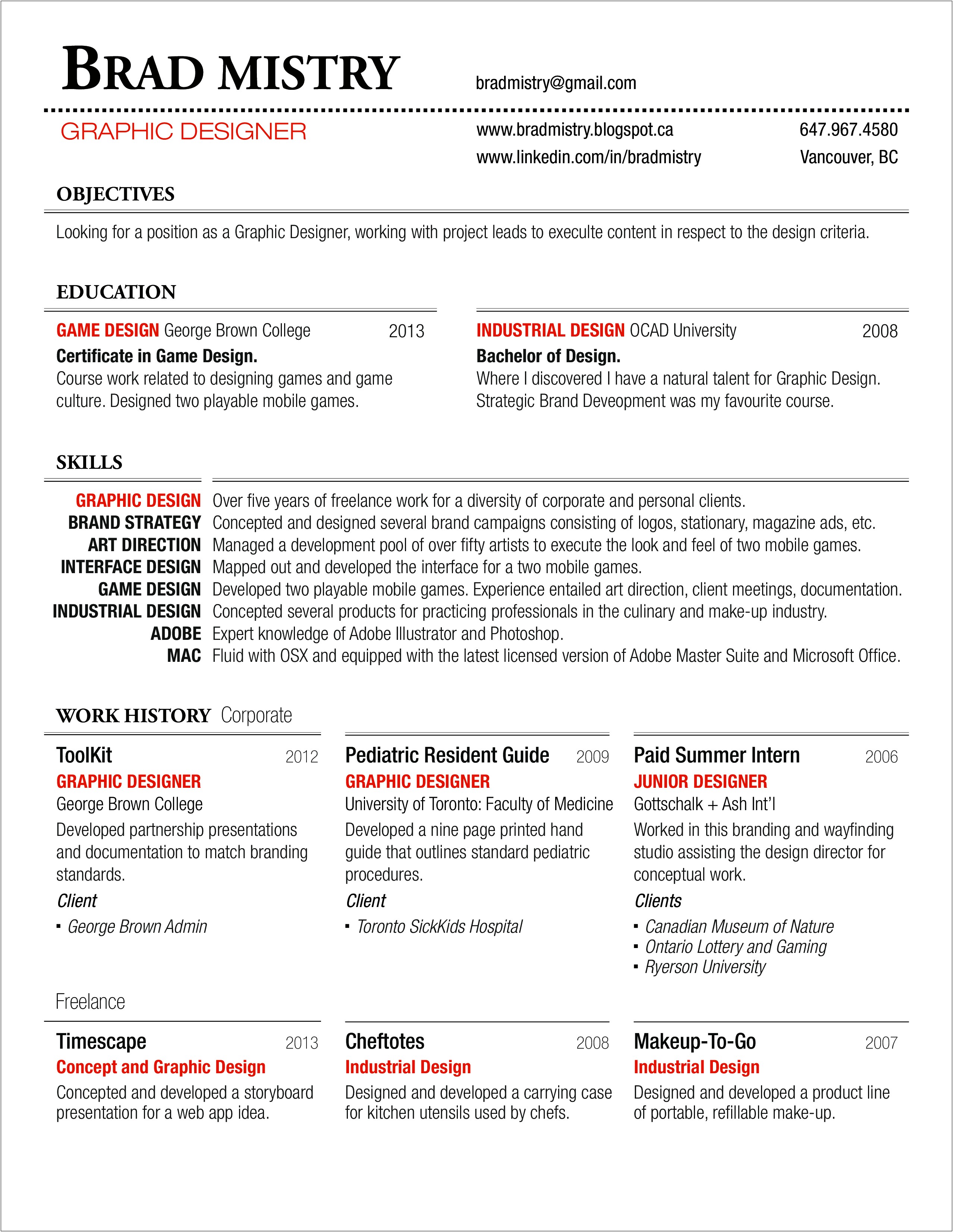 Resume Profile Examples Graphic Designer