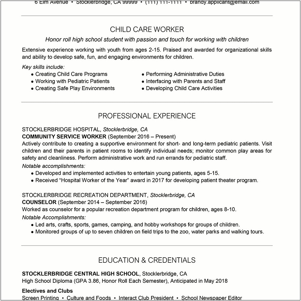 Resume Profile For Students Examples
