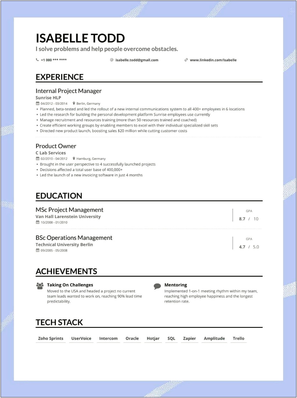 Resume Reverse Chronological Formatting Examples