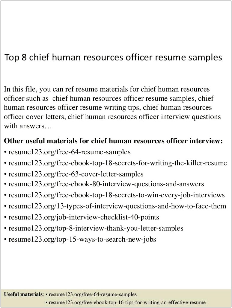 Resume Sample For A Human Resource