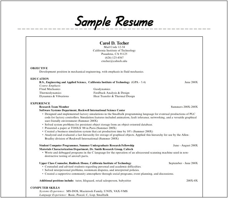 Resume Sample For Airport Staff