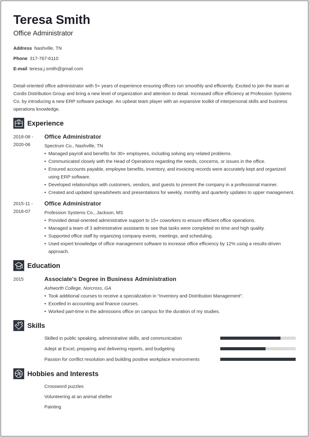 Resume Sample For Associate Degree