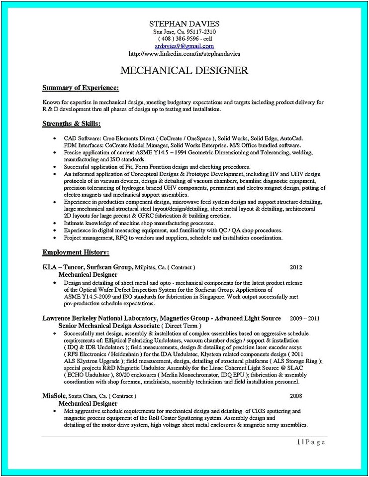 Resume Sample For Cnc Machinist