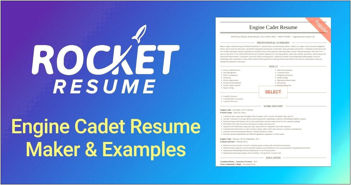 Resume Sample For Deck Cadet Apprenticeship