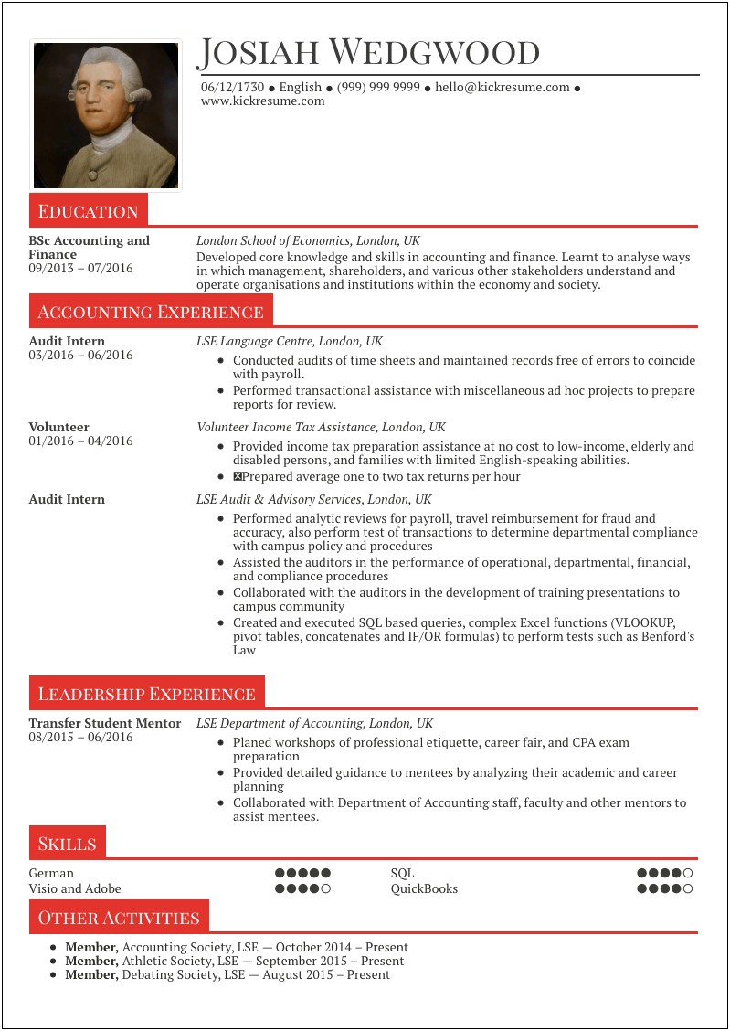 Resume Sample For Graduates Accounting