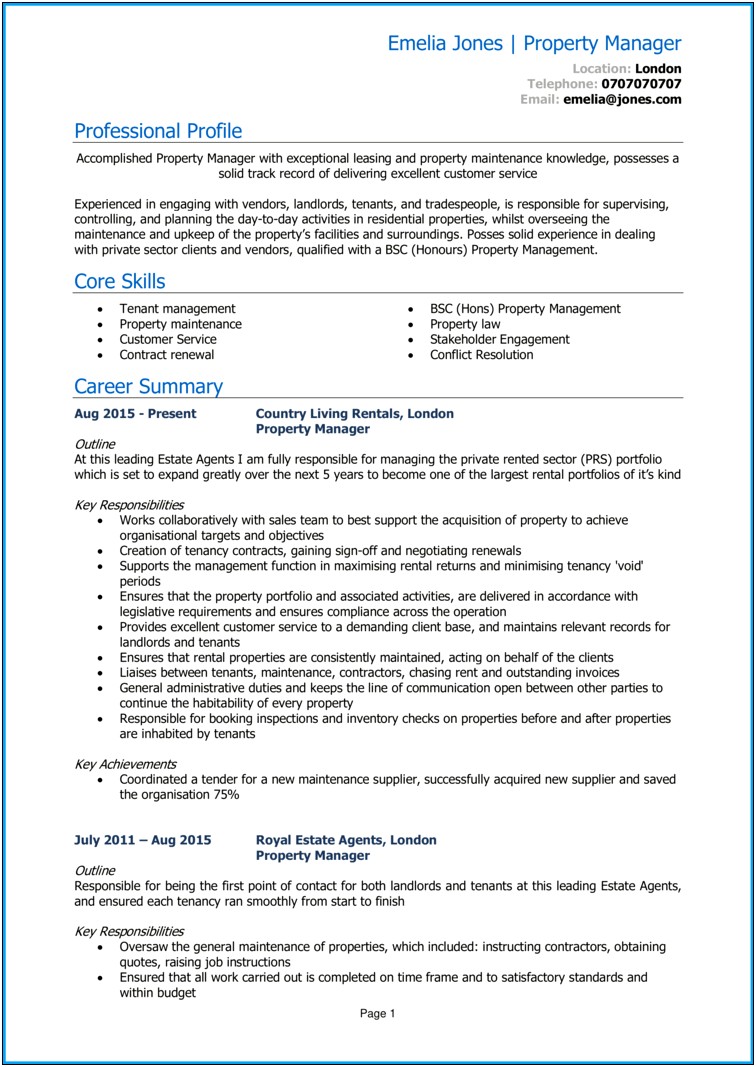 Resume Sample For Hoa Manager