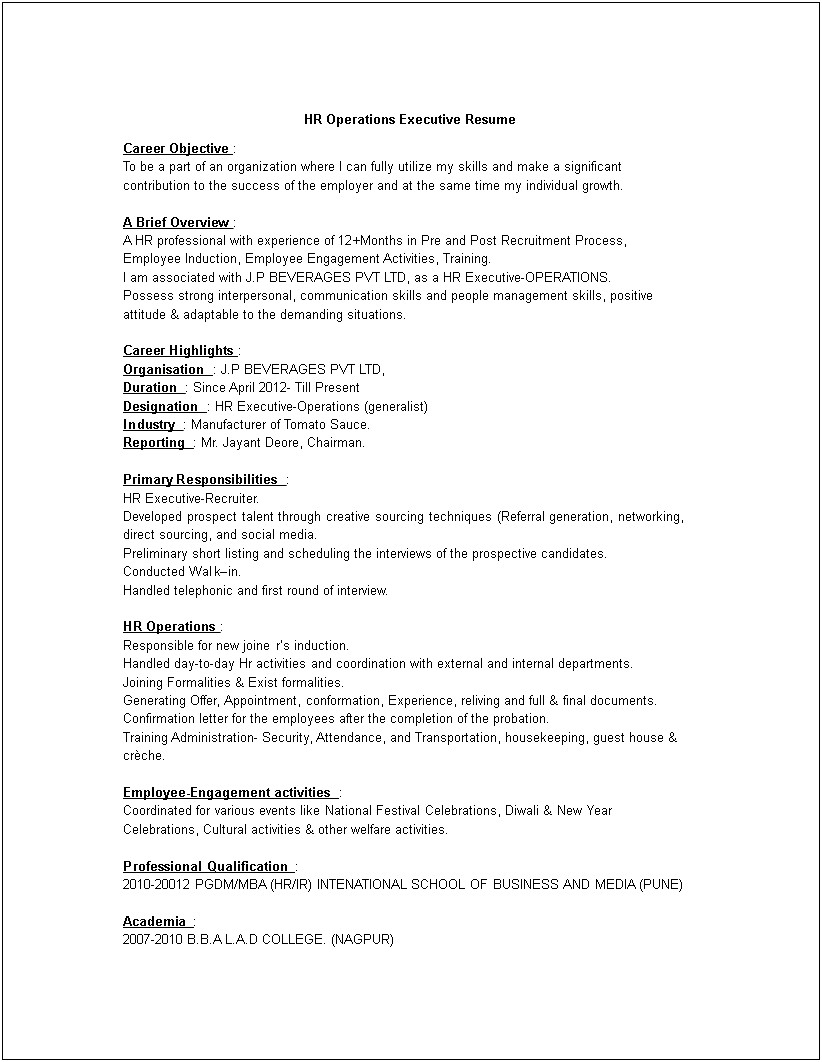 Resume Sample For Housekeeping For First Time
