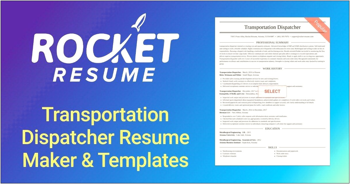 Resume Sample For Logistic Dispatcher