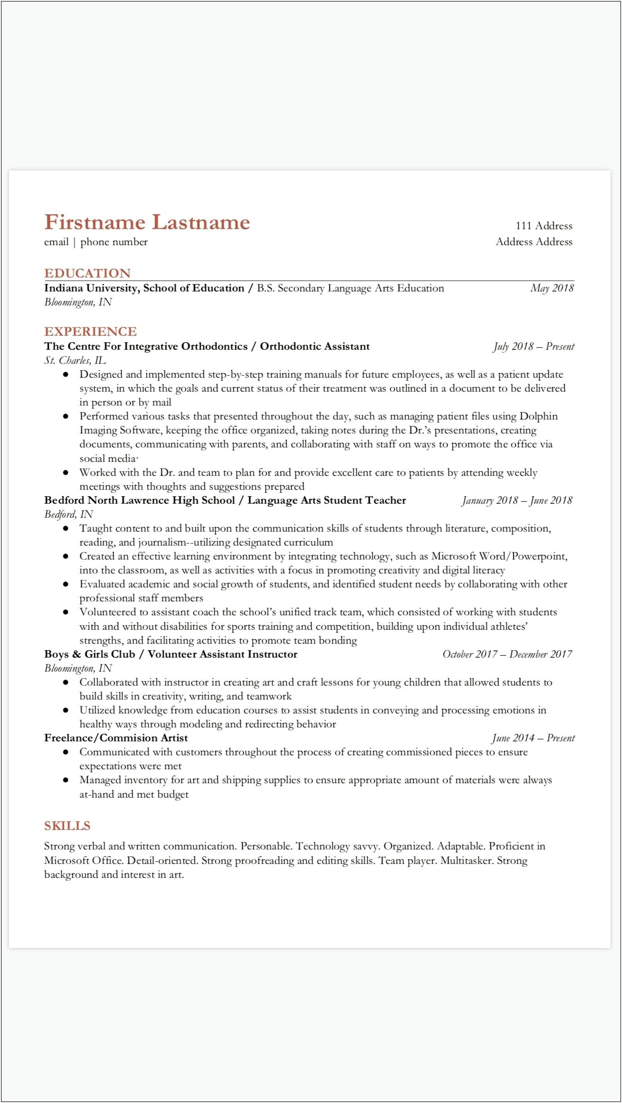 Resume Sample For Non Teaching Staff