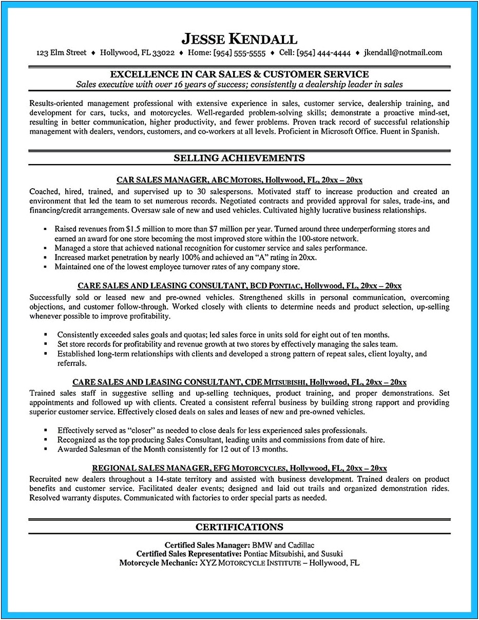Resume Sample For Sales Representative Fmcg
