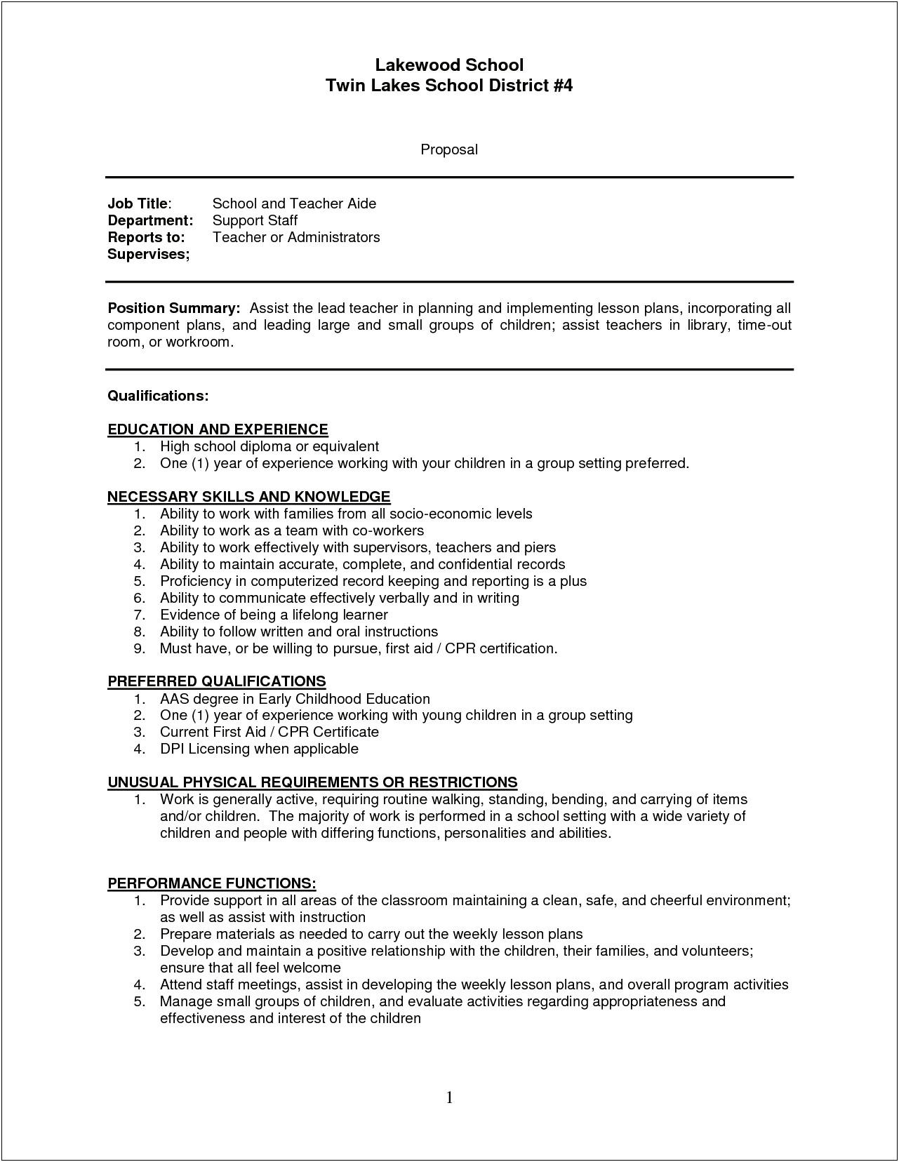 Resume Sample For Teachers Assistant