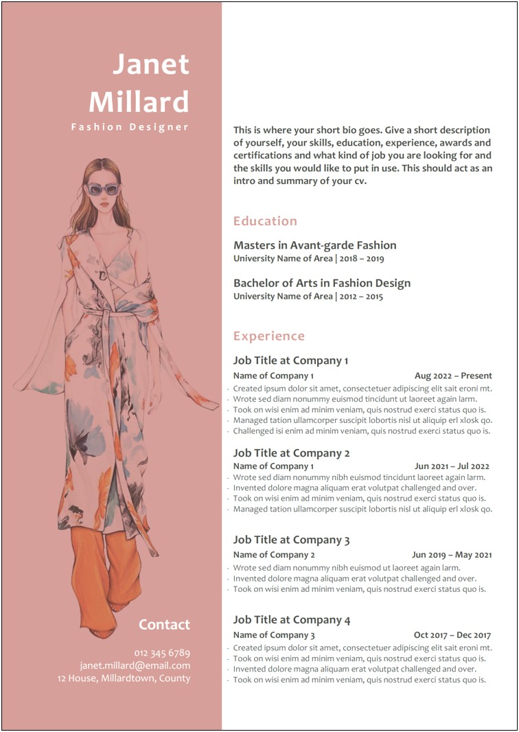 Resume Sample For University Application Fashion Design