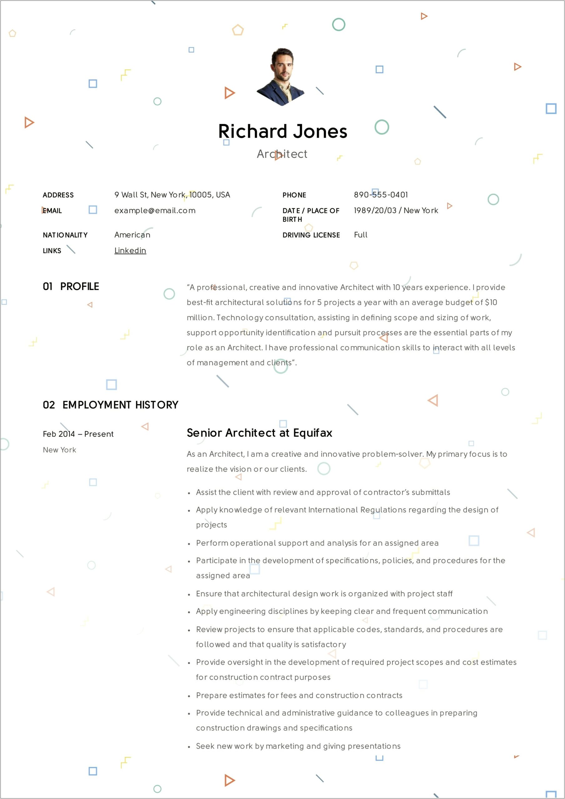 Resume Sample Mid Career Architect