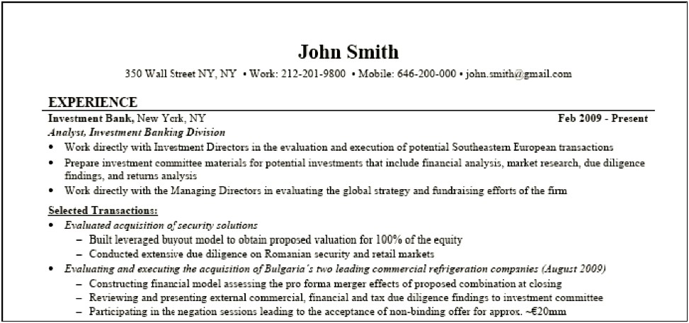 Resume Sample Of Investment Banking Director