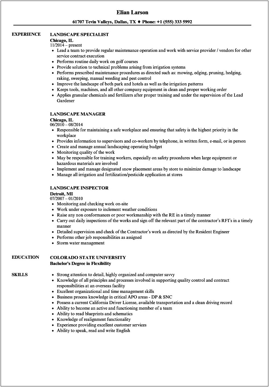 Resume Sample Of Sprinkler Irrigation