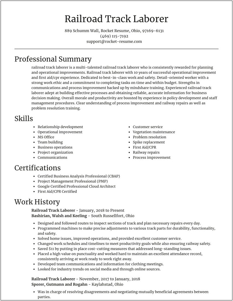 Resume Sample Railroad Claims Manager