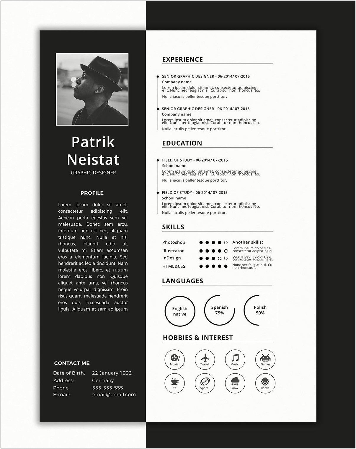 Resume Sample With Two Coumns