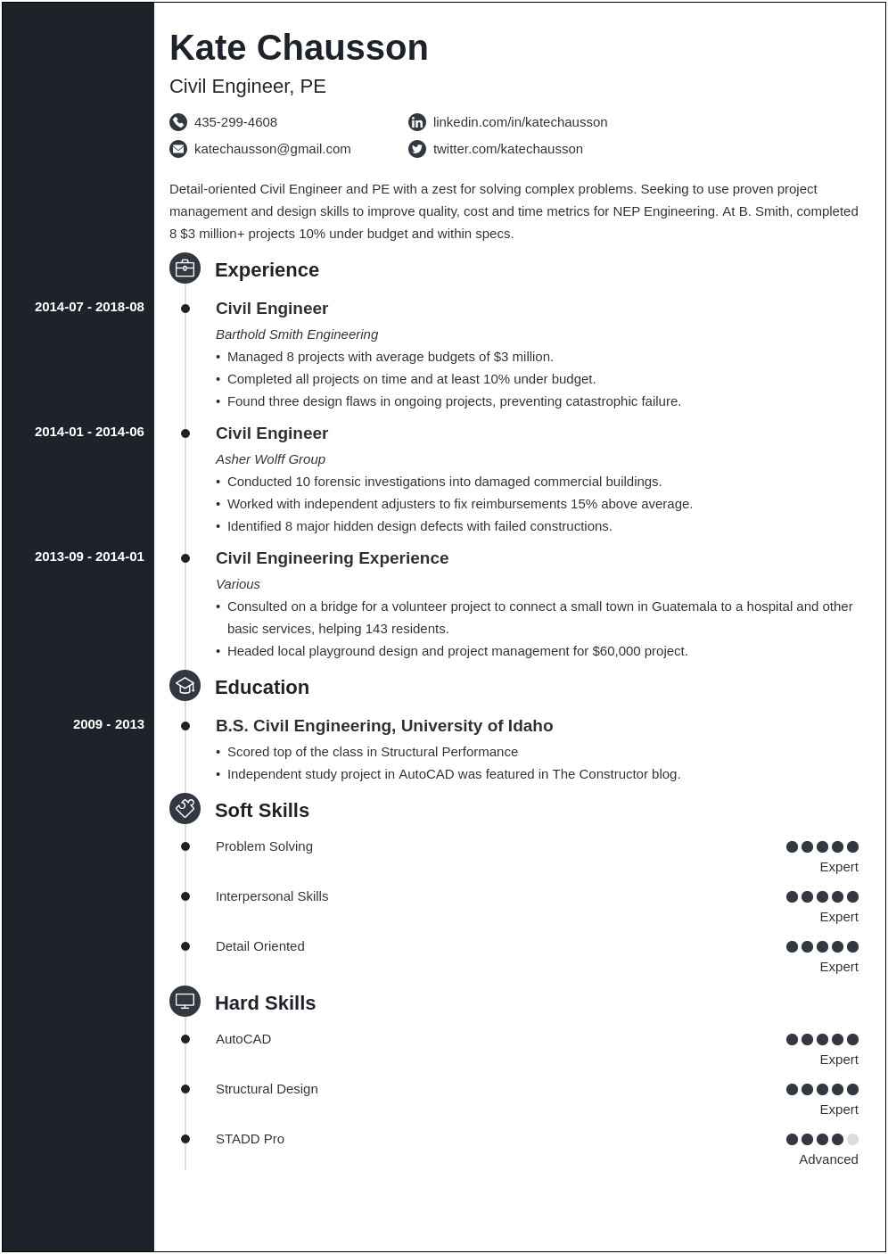 Resume Samples For A College Student Civil Engineering