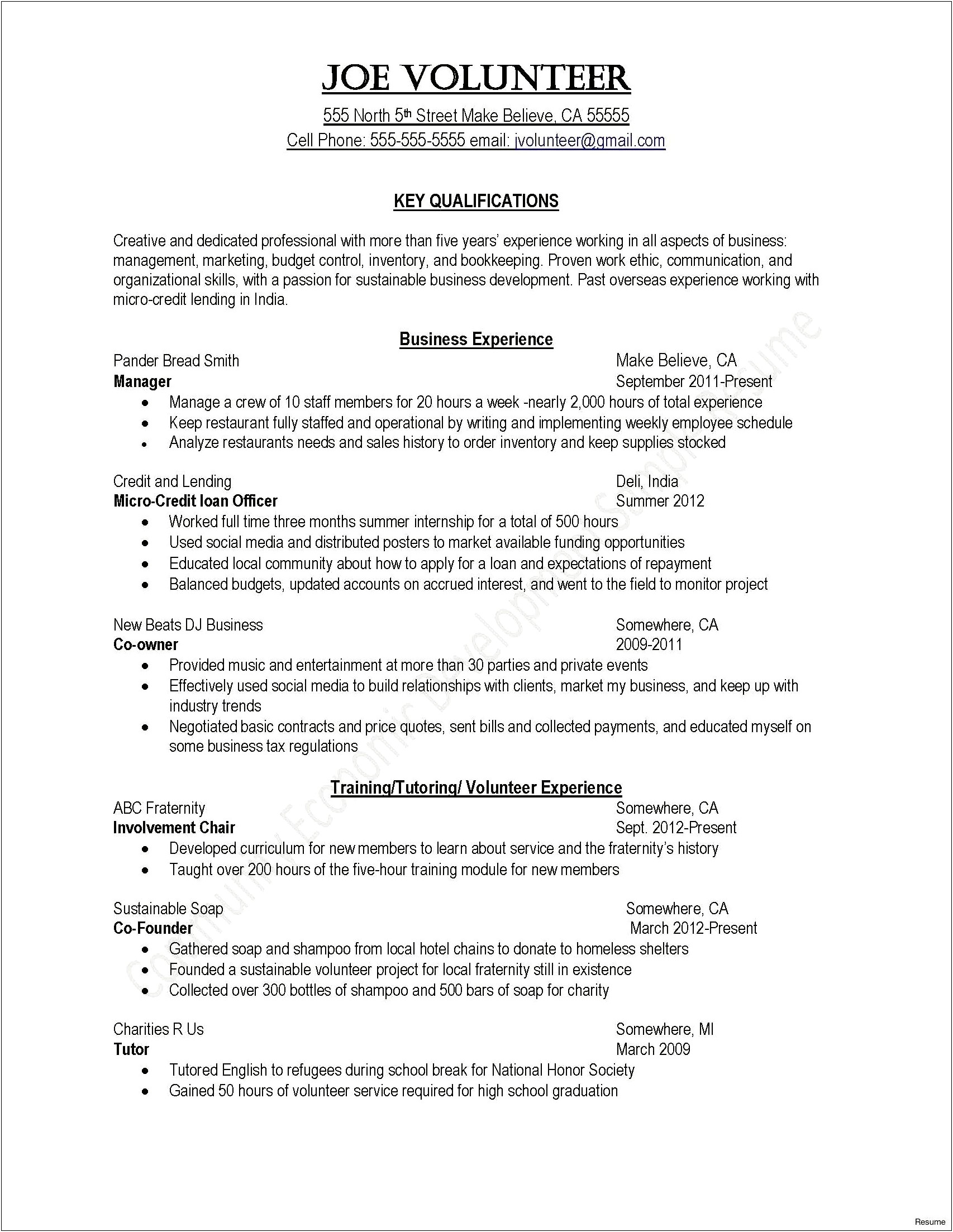 Resume Samples For Credit Manager India