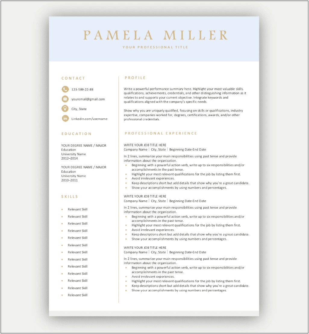 Resume Samples For Experienced Professionals Free Download