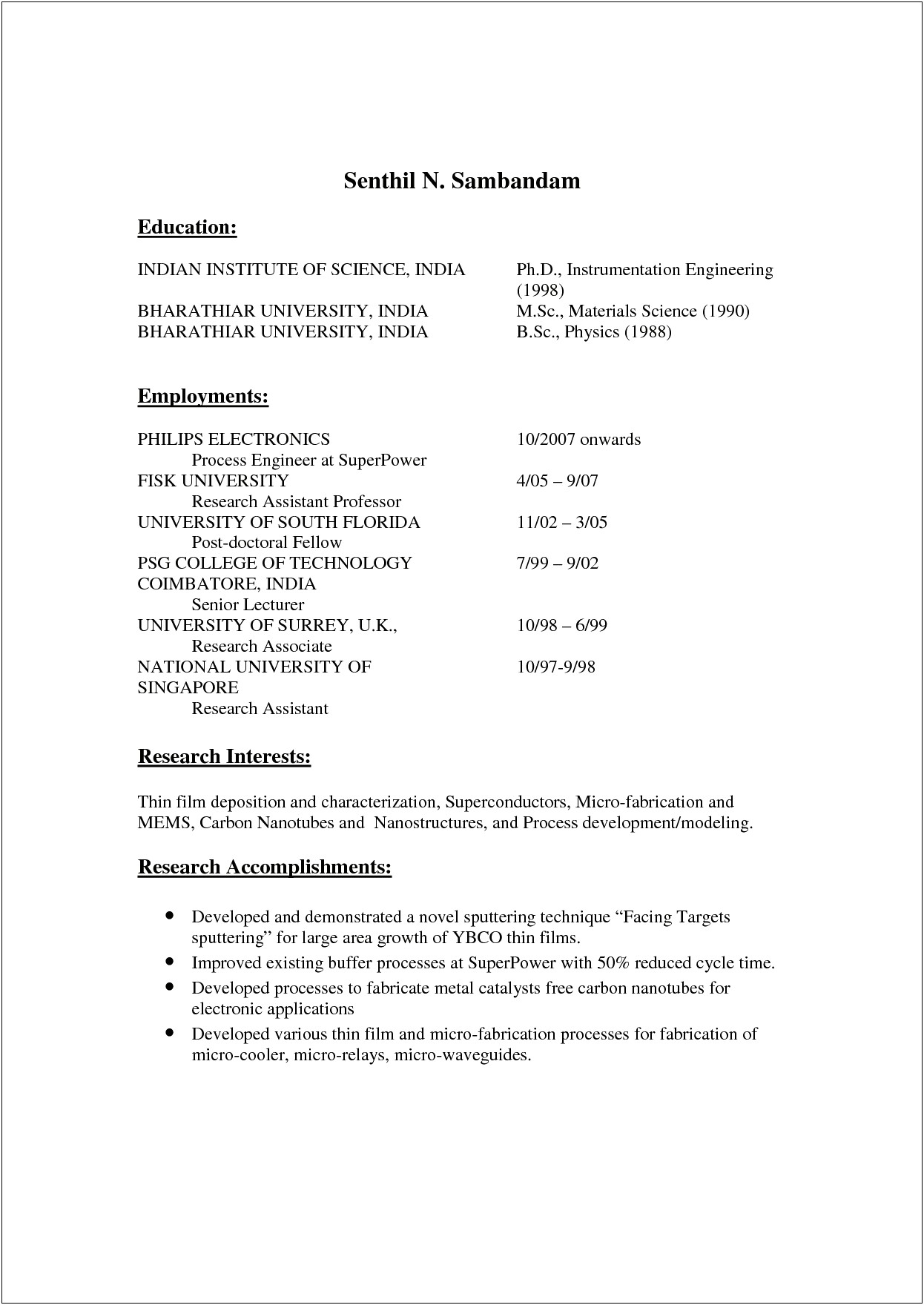 Resume Samples For Fresher Lecturers