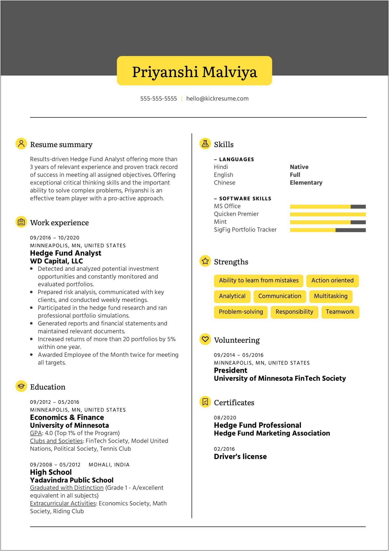 Resume Samples For Hedge Fund Operations