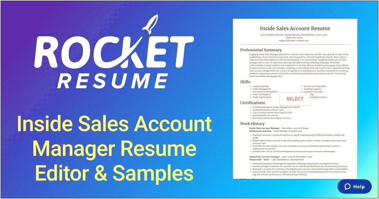 Resume Samples For Inside Sales