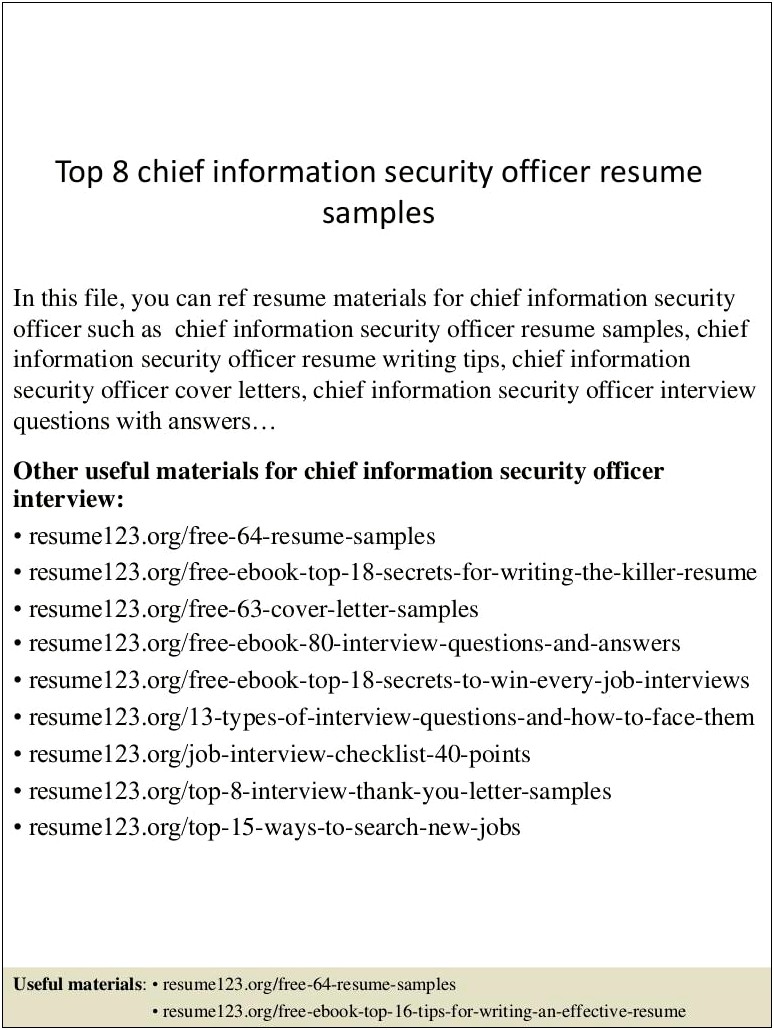 Resume Samples For Security Director