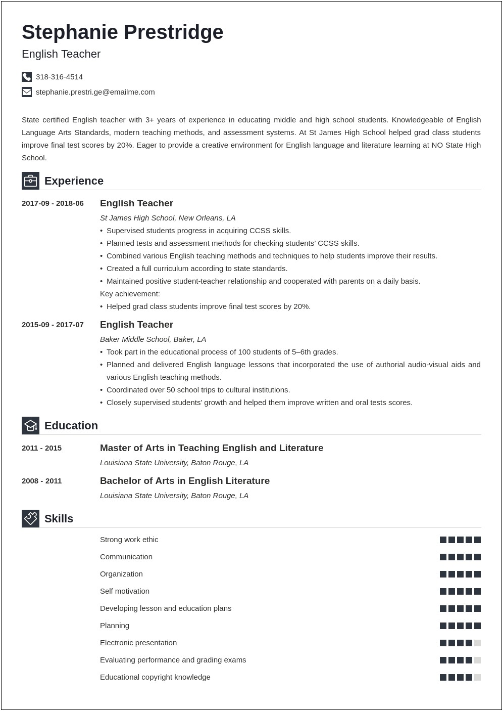 Resume Samples In English Word
