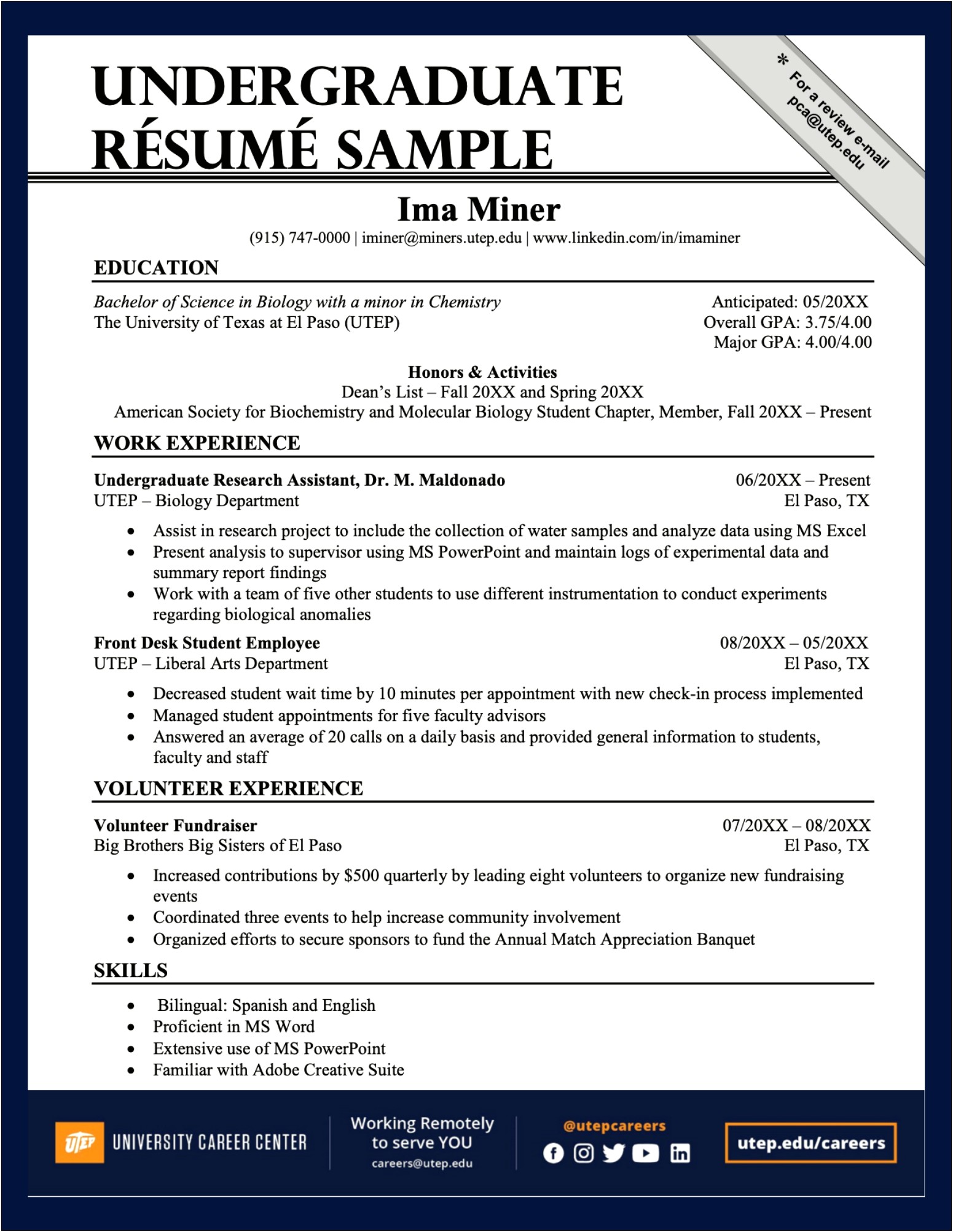 Resume Samples With A Minor