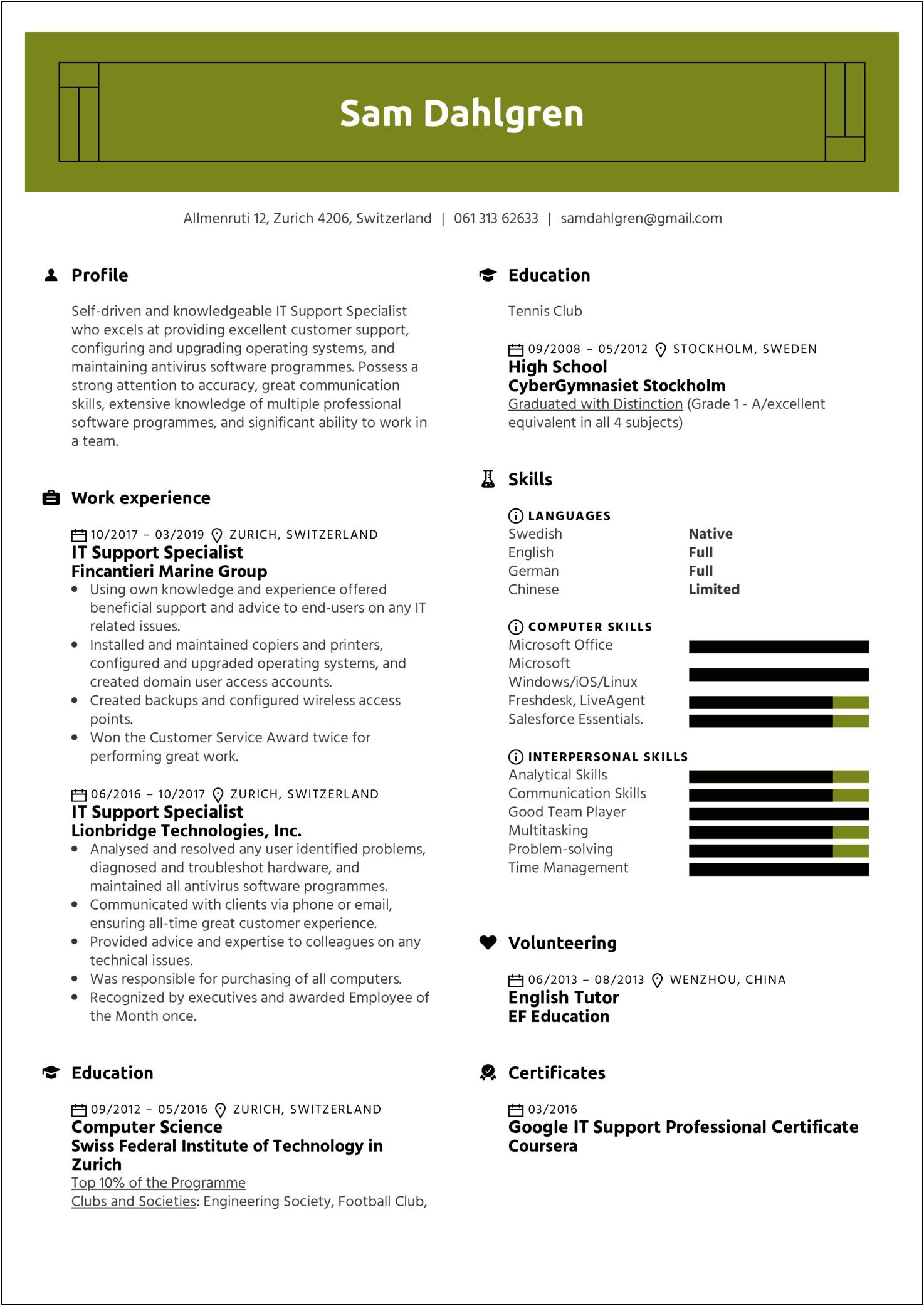 Resume Samples With Certification Images