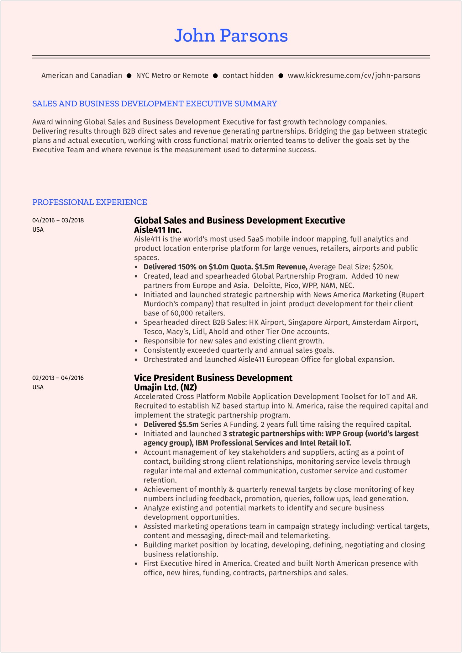 Resume Samples Within Same Company