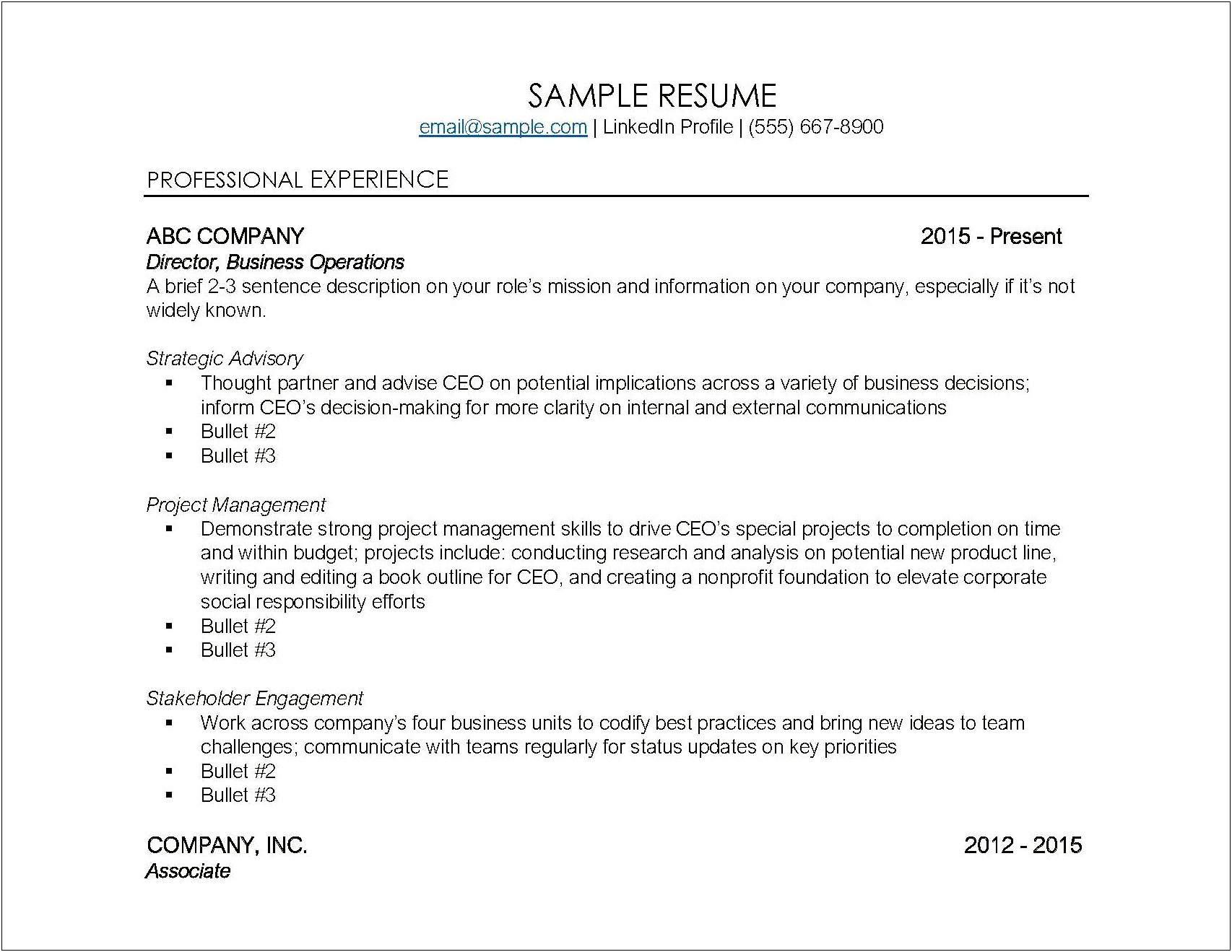 Resume Samples Work Experience Section