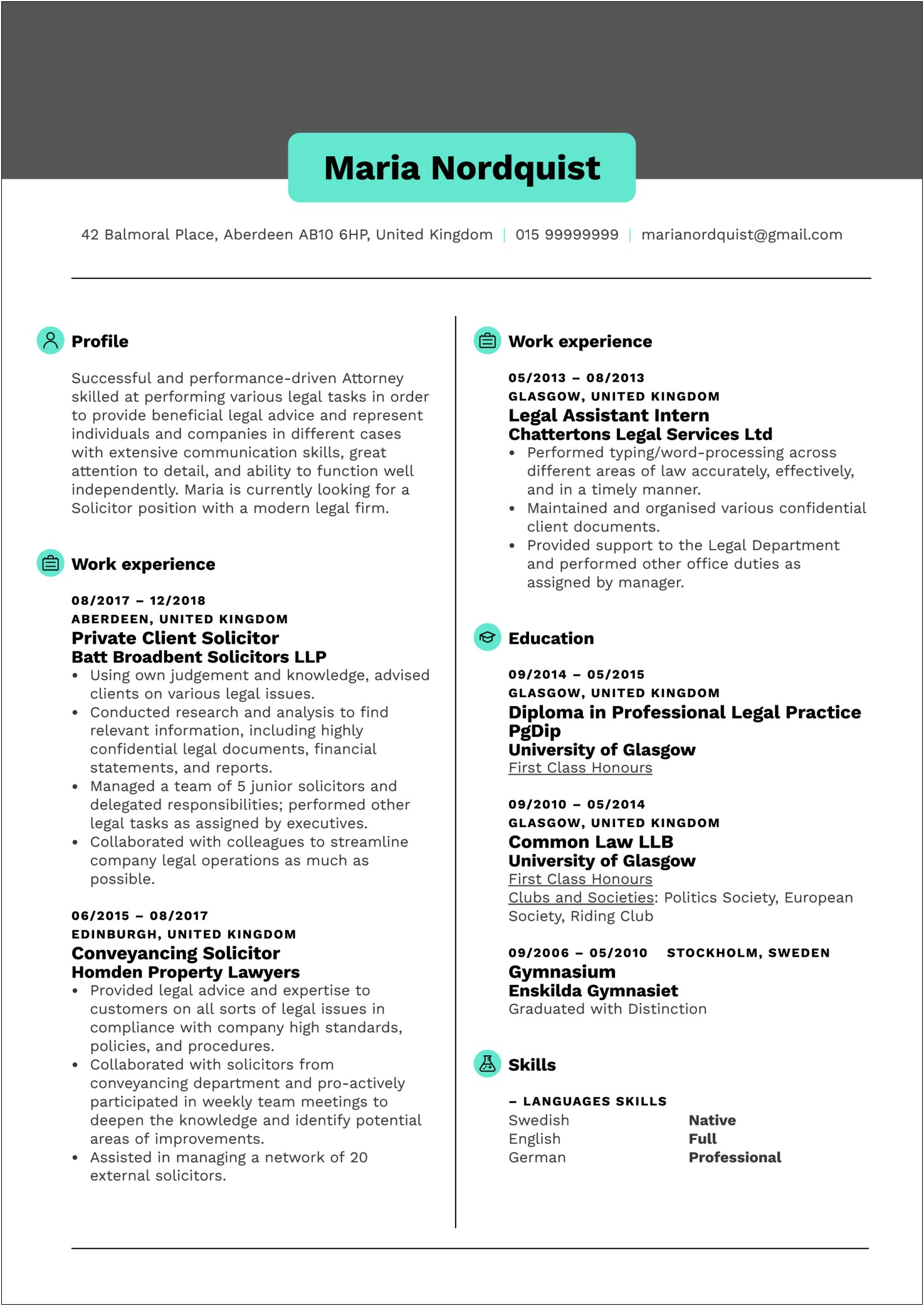Resume Section For Legal Skills