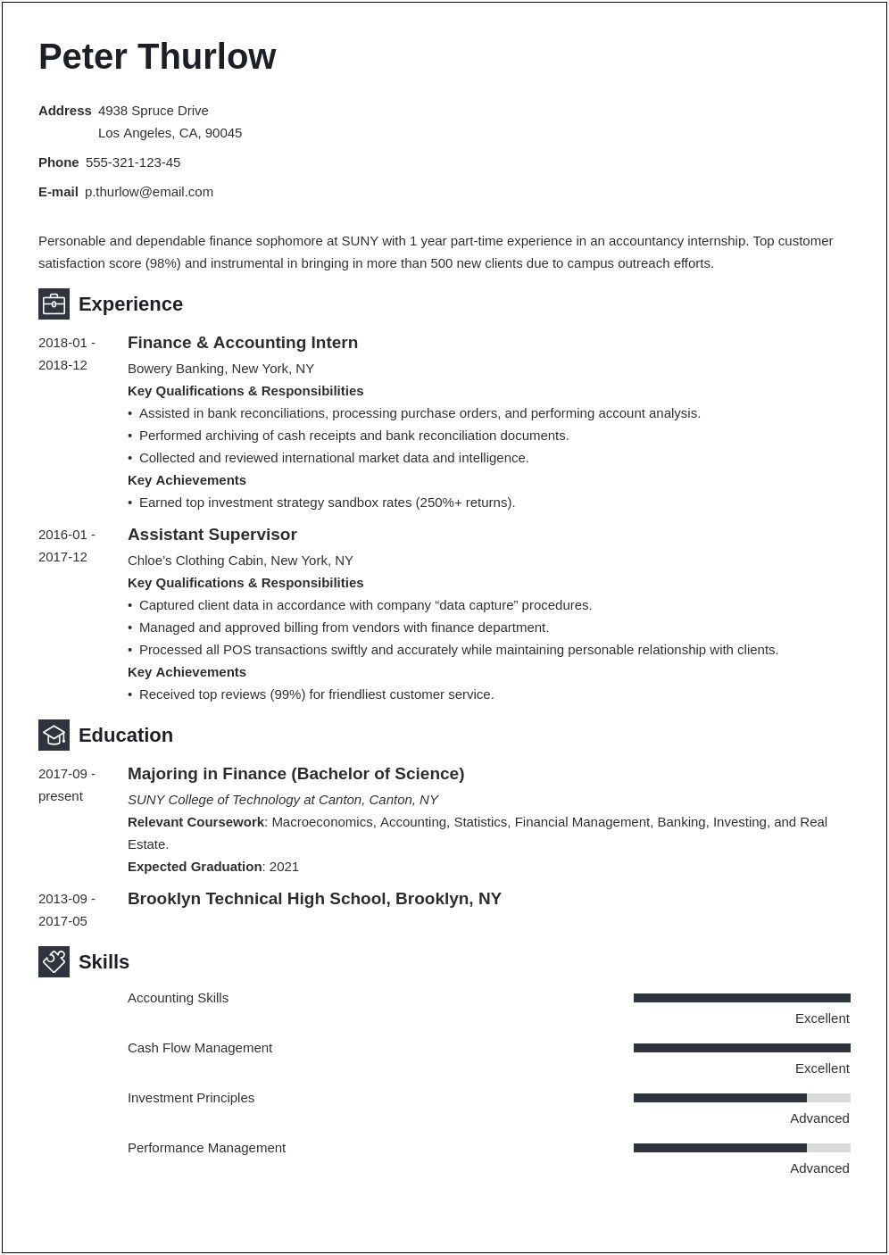 Resume Set Up With Intern Experience