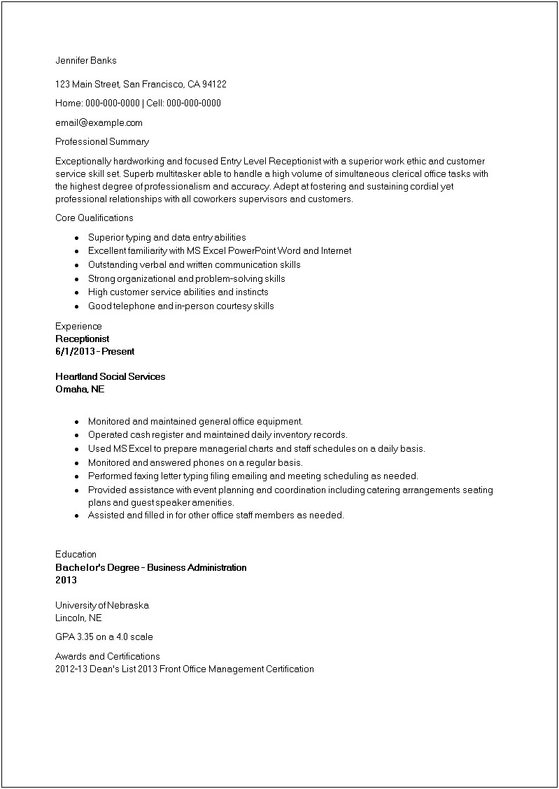 Resume Skill And Qualification Sample