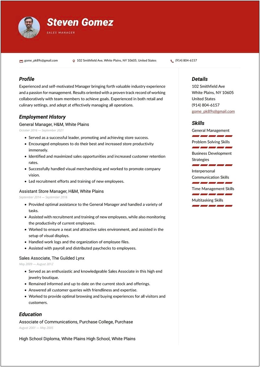 Resume Skill Highlights For Supervisor Position