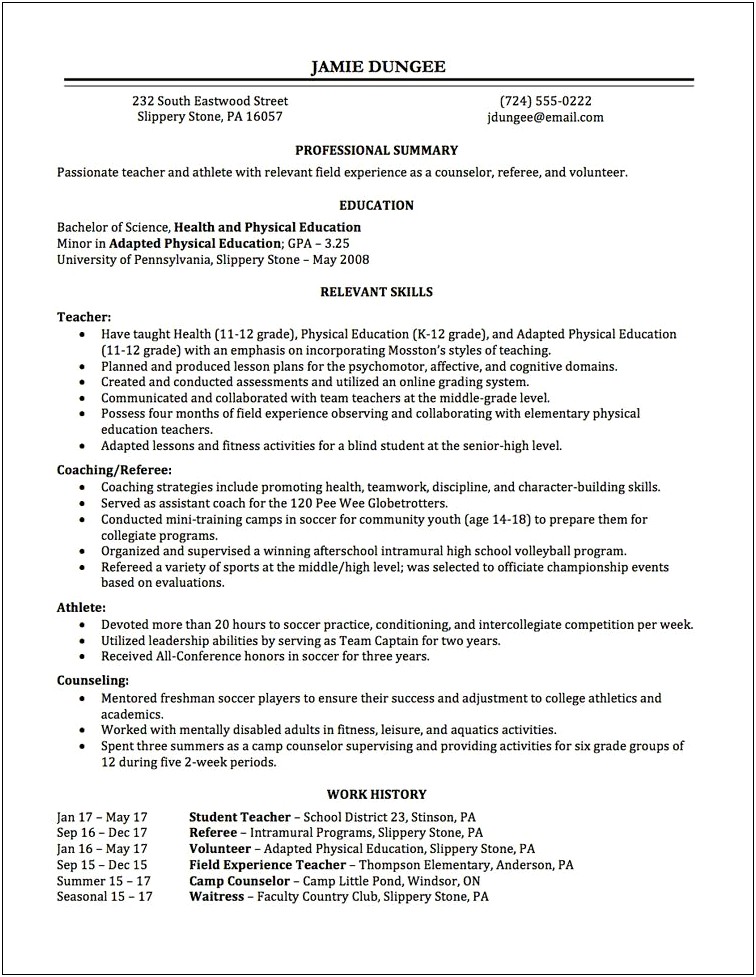 Resume Skill Related To Education