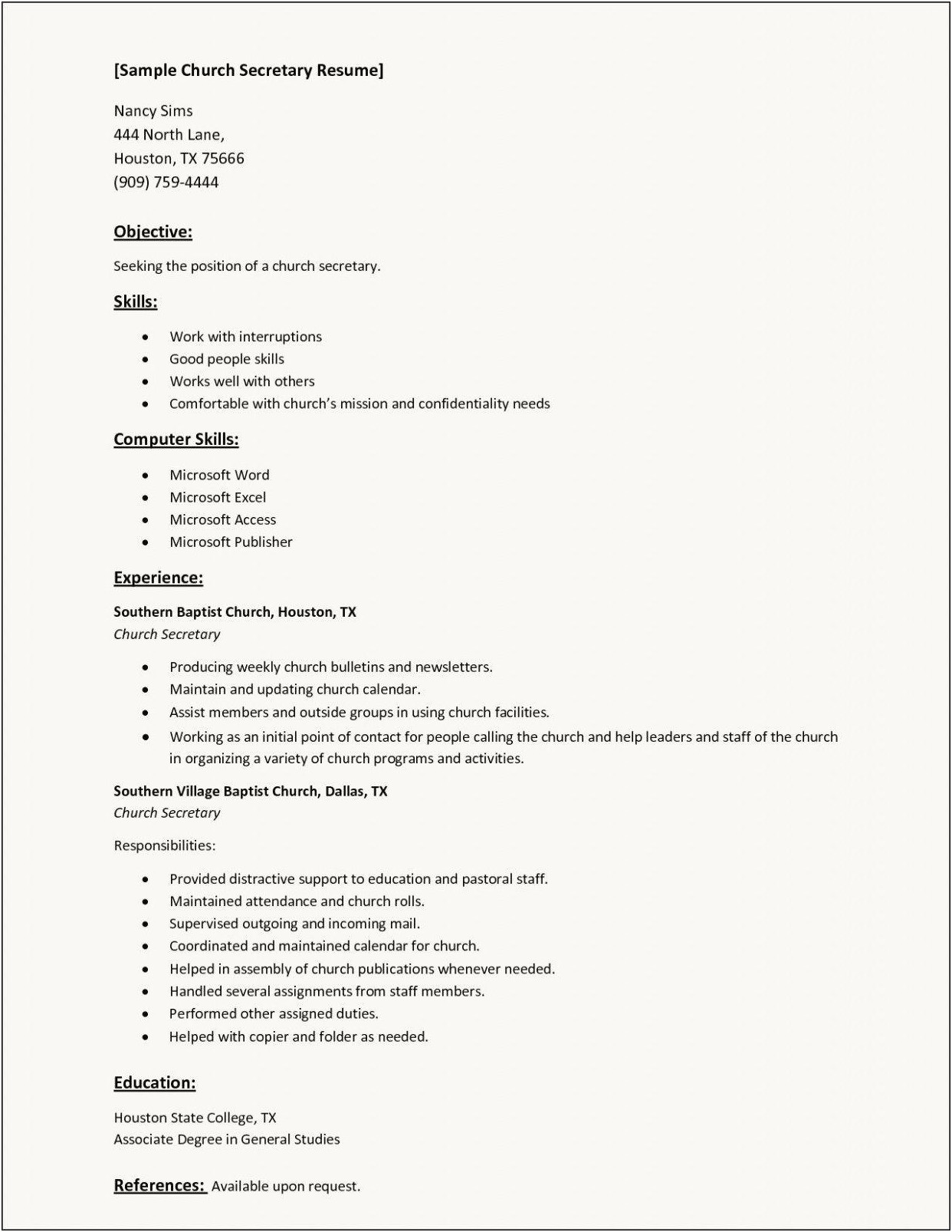 Resume Skills And Outside Activities