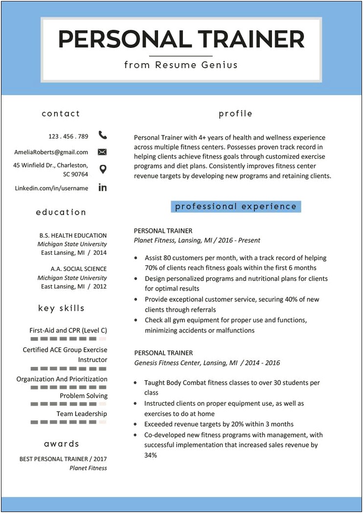 Resume Skills Examples For Exercise Science