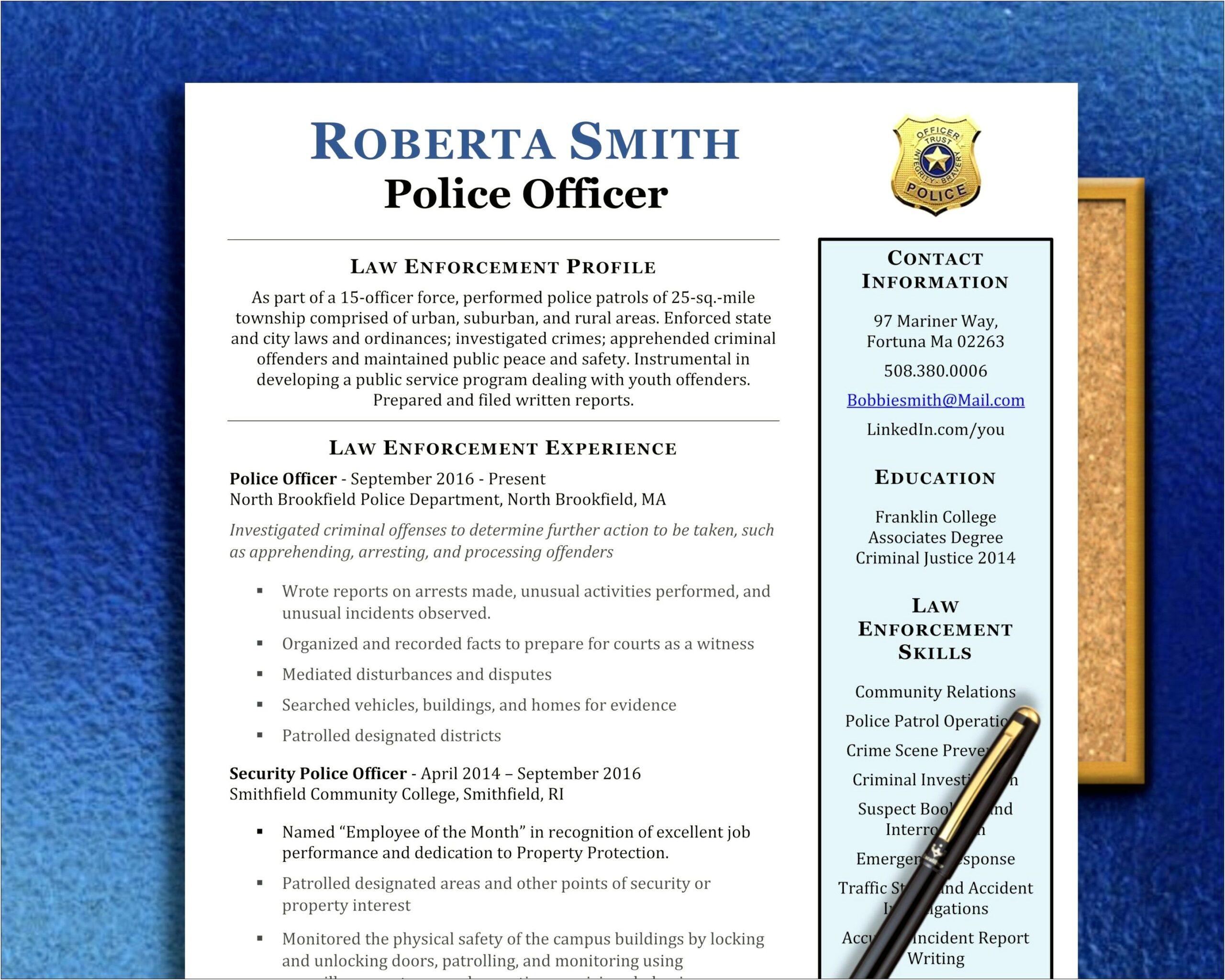 Resume Skills For A Police Officer