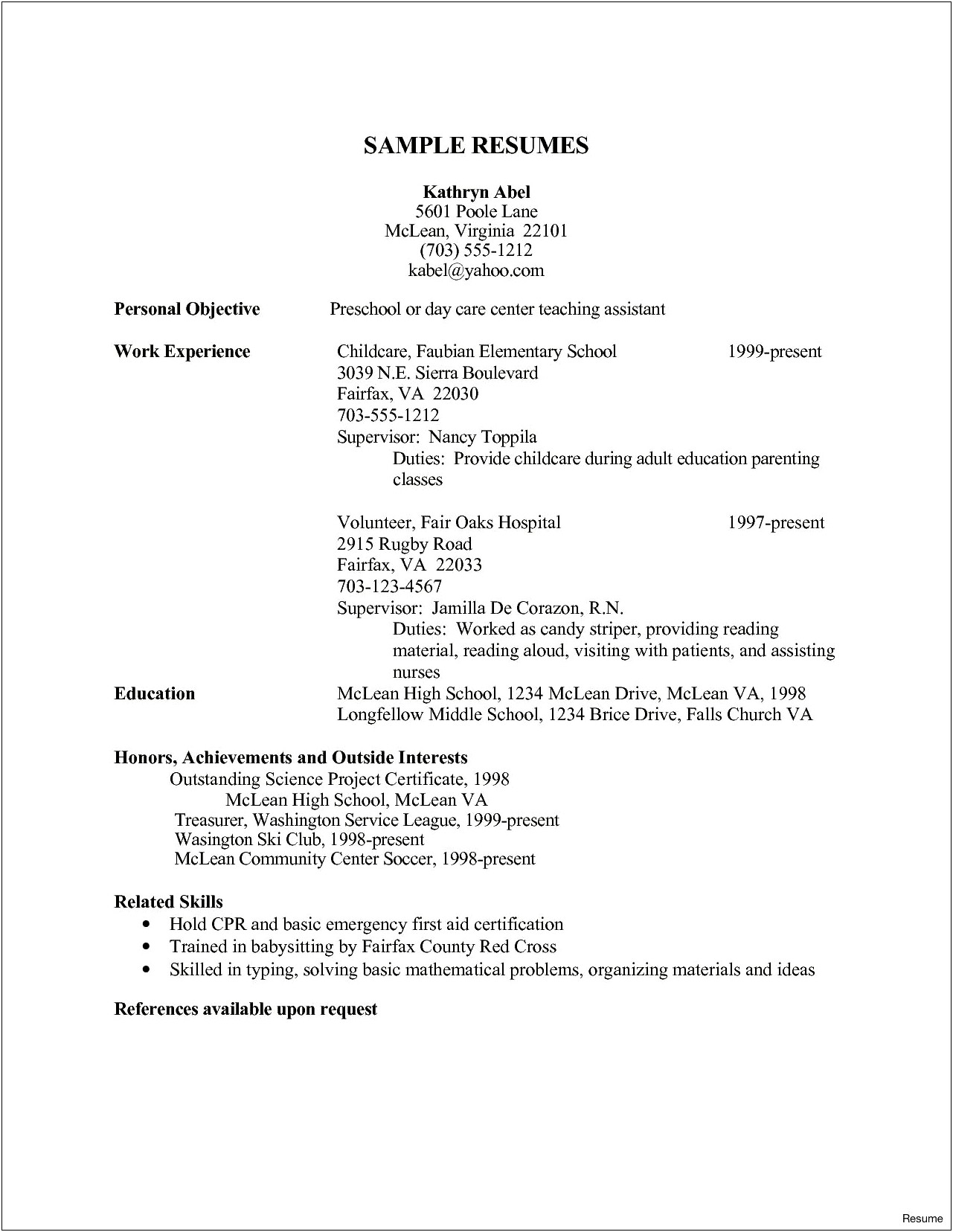 Resume Skills For Direct Care Worker