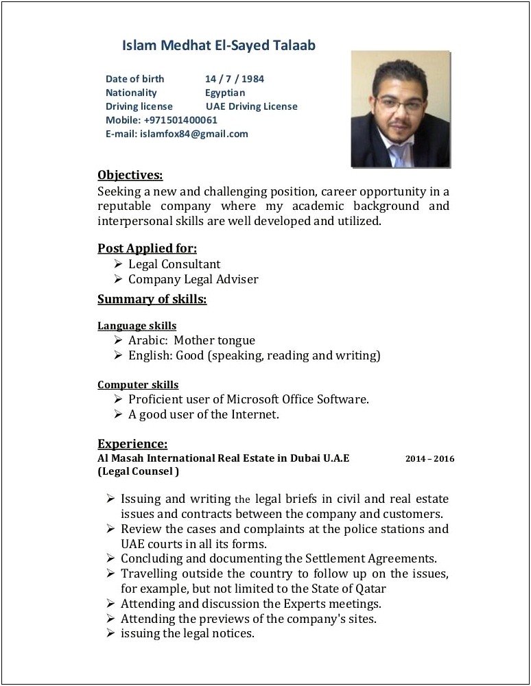 Resume Skills For Legal Consultant