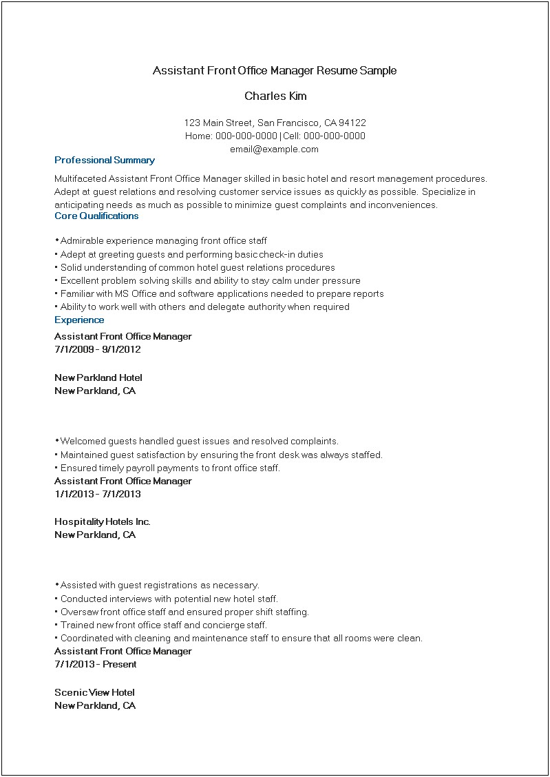 Resume Skills For Office Manager