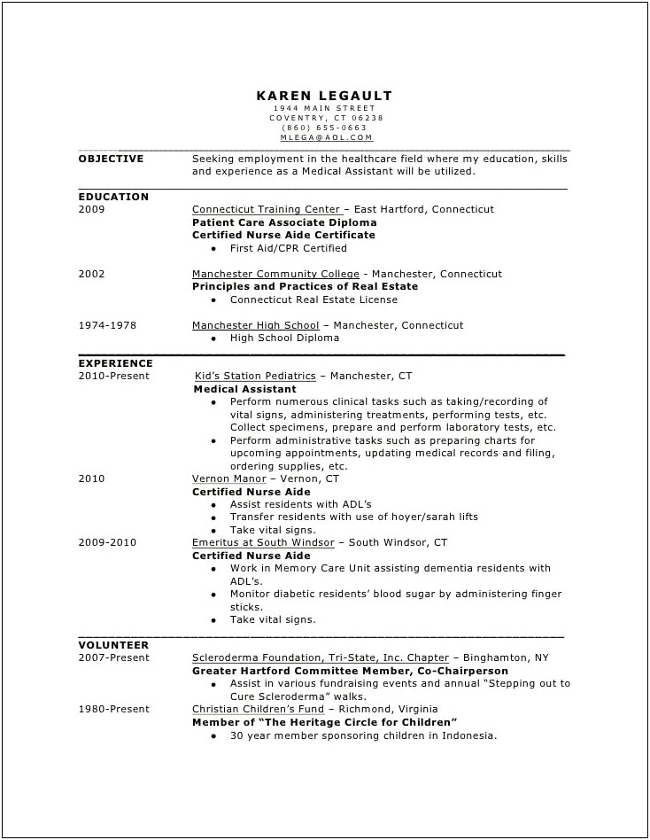 Resume Skills For Patient Care
